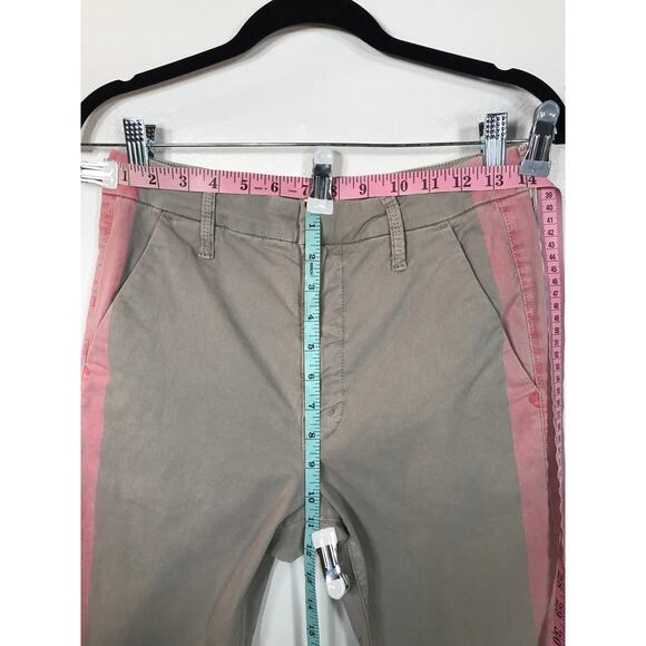 Mother Denim Womens 25 The Shaker Prep Fray Killing Time Tan Pink Racing Stripe - Picture 12 of 13